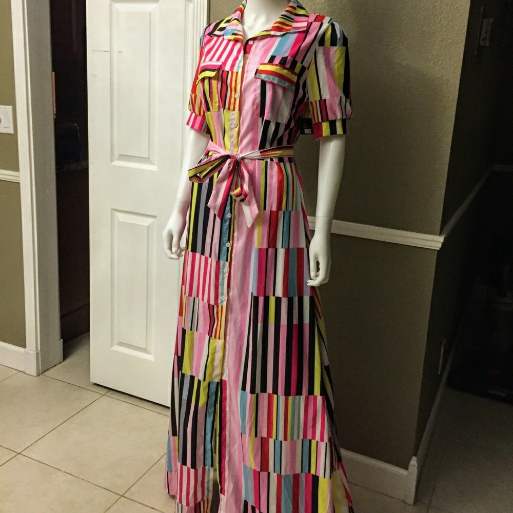 Color Block floor length dress